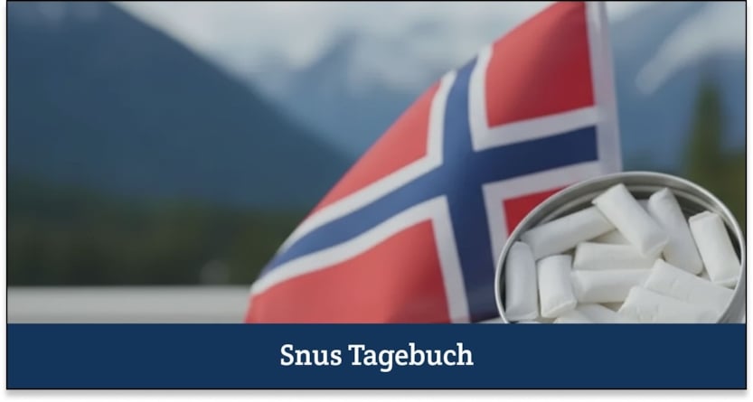 Norwegen-Flagge und offene Snus-Dose.