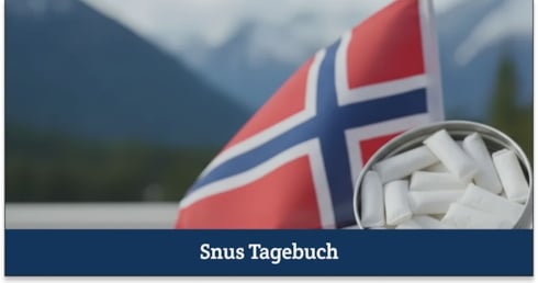 Norwegen-Flagge und offene Snus-Dose.