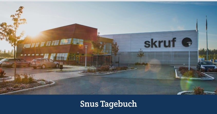 Firmengebäude von Skruf Snus zur Geschichte.