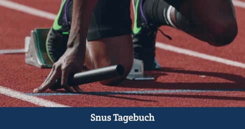 Staffelläufer beim Start symbolisiert das Thema Snus und Gesundheit.