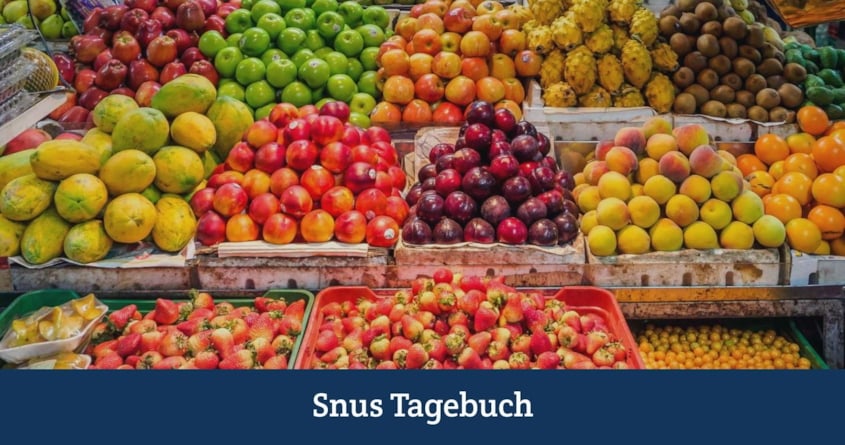Snus & Gesundheit - Teil 1 mit Szmbolbild von einem Obststand.